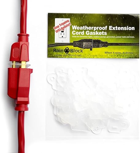 Miniatura 2 de (Orig Inventor & U.S. Mfr) (50) Juntas de cable de extensión impermeables Rain Block - Junta de cable de extensión y luz de Navidad Junta resistente