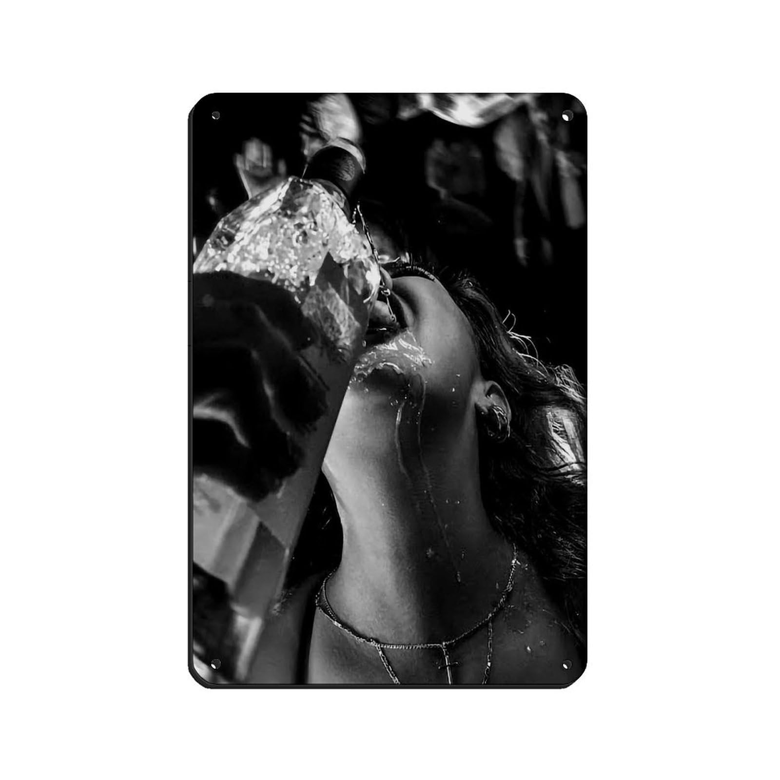 Woman Drinking Alcohol in Bar, Feminist Poster Tin Sign Vintage Metal Pub Club Cafe Bar Home Wall Art Decoration Poster Retro 8x12inch(20x30cm)