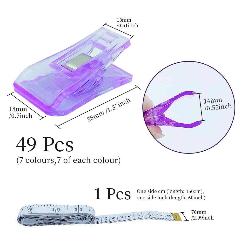 Clip Da Cucito Multiuso - 49 Pezzi Multicolore, Per Cucito, Uncinetto E Crafting - Foto 9