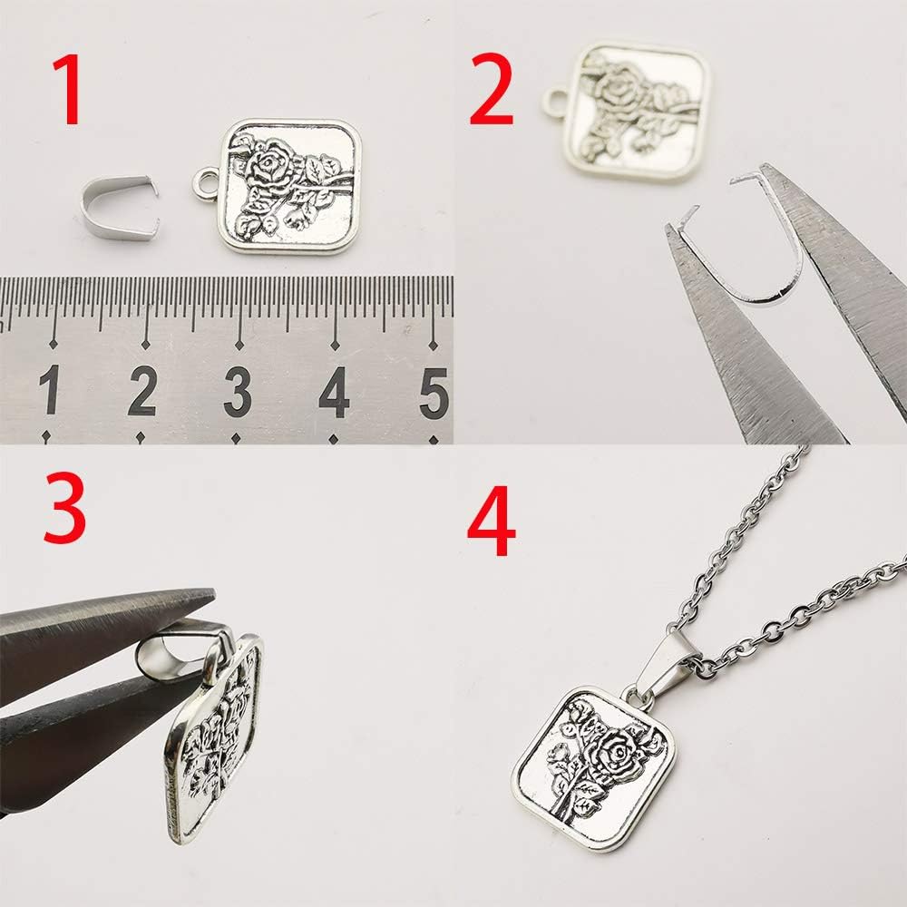 300pcs Mixed Stainless Steel Pinch Clip Clasp Bail Finish Necklace Clasps Pendant Clasps Claw Bail Pendant Clasps Pinch Clip Clasp Bail for Necklace Dangle Charm Pendant Connector (M397) - Image 4