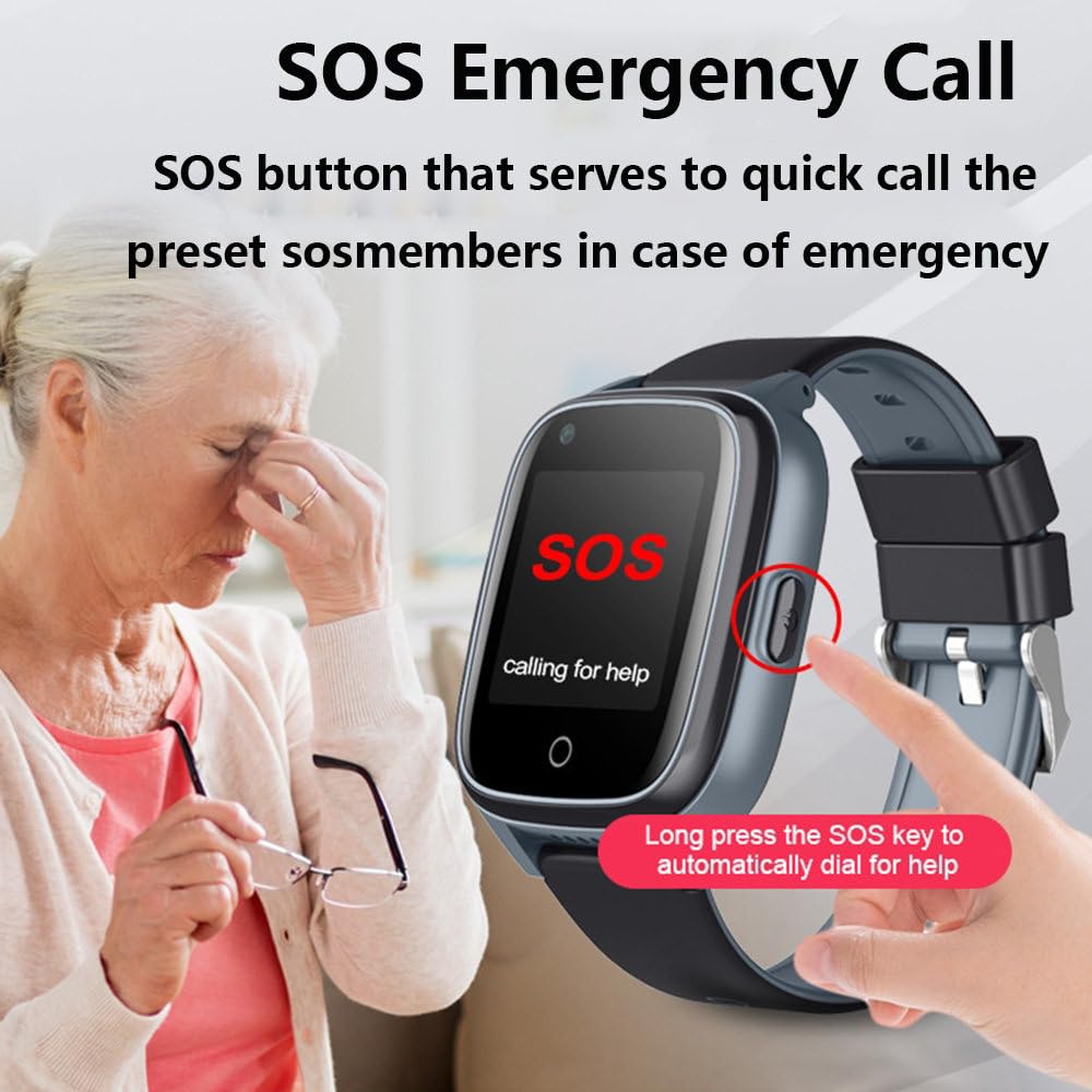 Smartwatch Per Anziani Con Rilevamento Cadute, Dispositivi Di Avviso Di Caduta, Localizzatore Gps, Cardiofrequenzimetro, Chiamate Bidirezionali, Per Anziani Per La Tua Famiglia