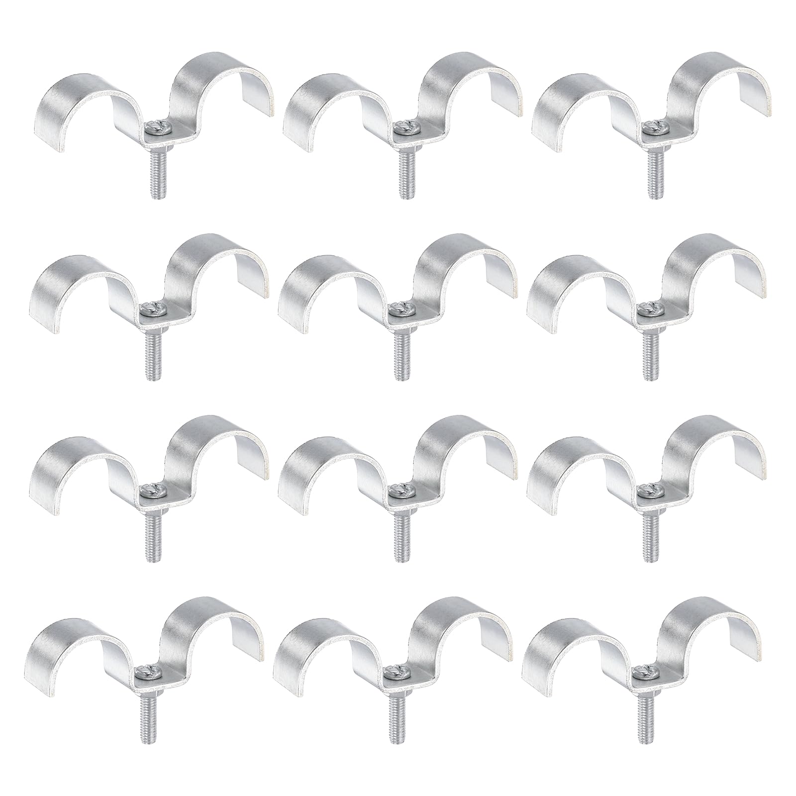 sourcing map 12Set Stainless Steel Double Line Clamp 22 mm / 7/8 inch Fuel Lines Clips M-Shape Mounting Clip for Brake Fuel Lines Tubes Wire Pipe Cord Installation, Silver — image 1