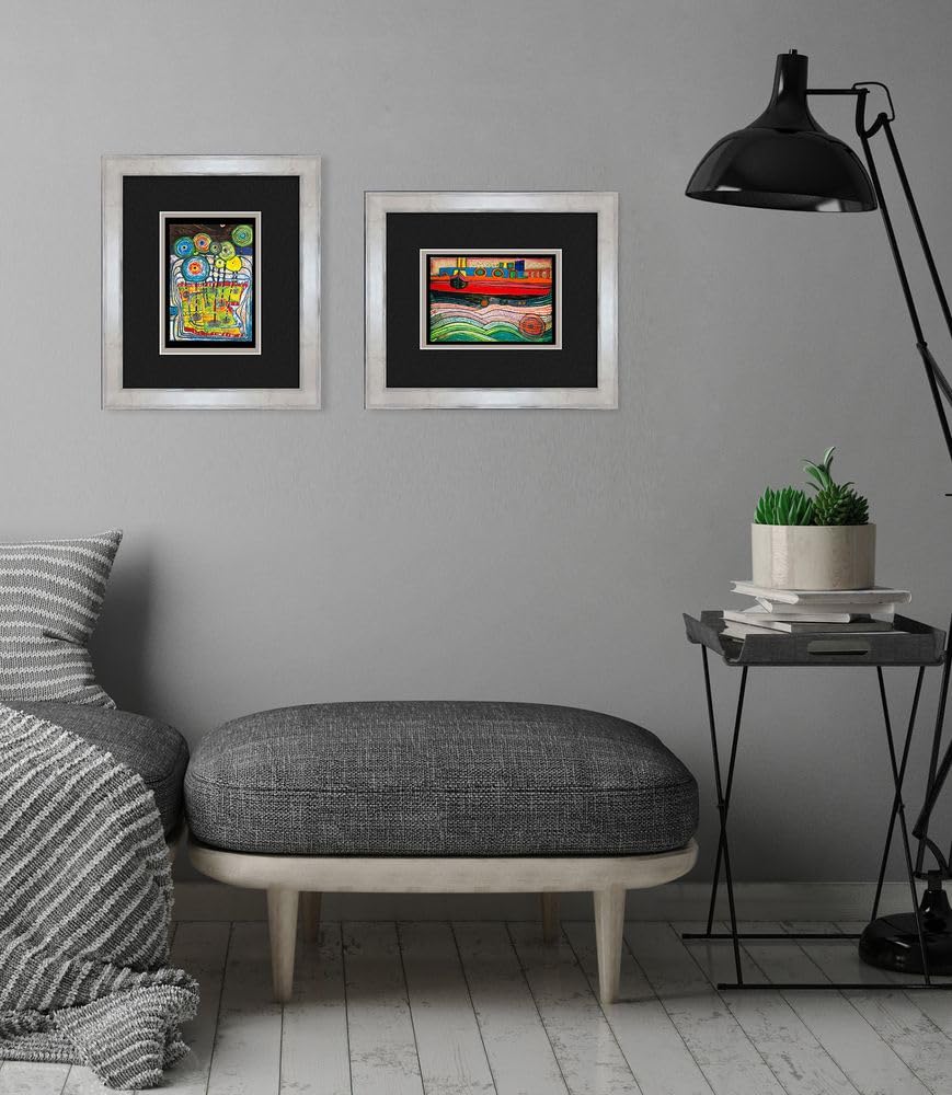 artissimo Bild gerahmt 30x35 cm Friedensreich Hundertwasser „Regentag auf Liebe Wellen“ AG5718 – hochwertiger Kunstdruck mit Rahmen, kleines Wandbild für Bilderwand, Büro & Praxis