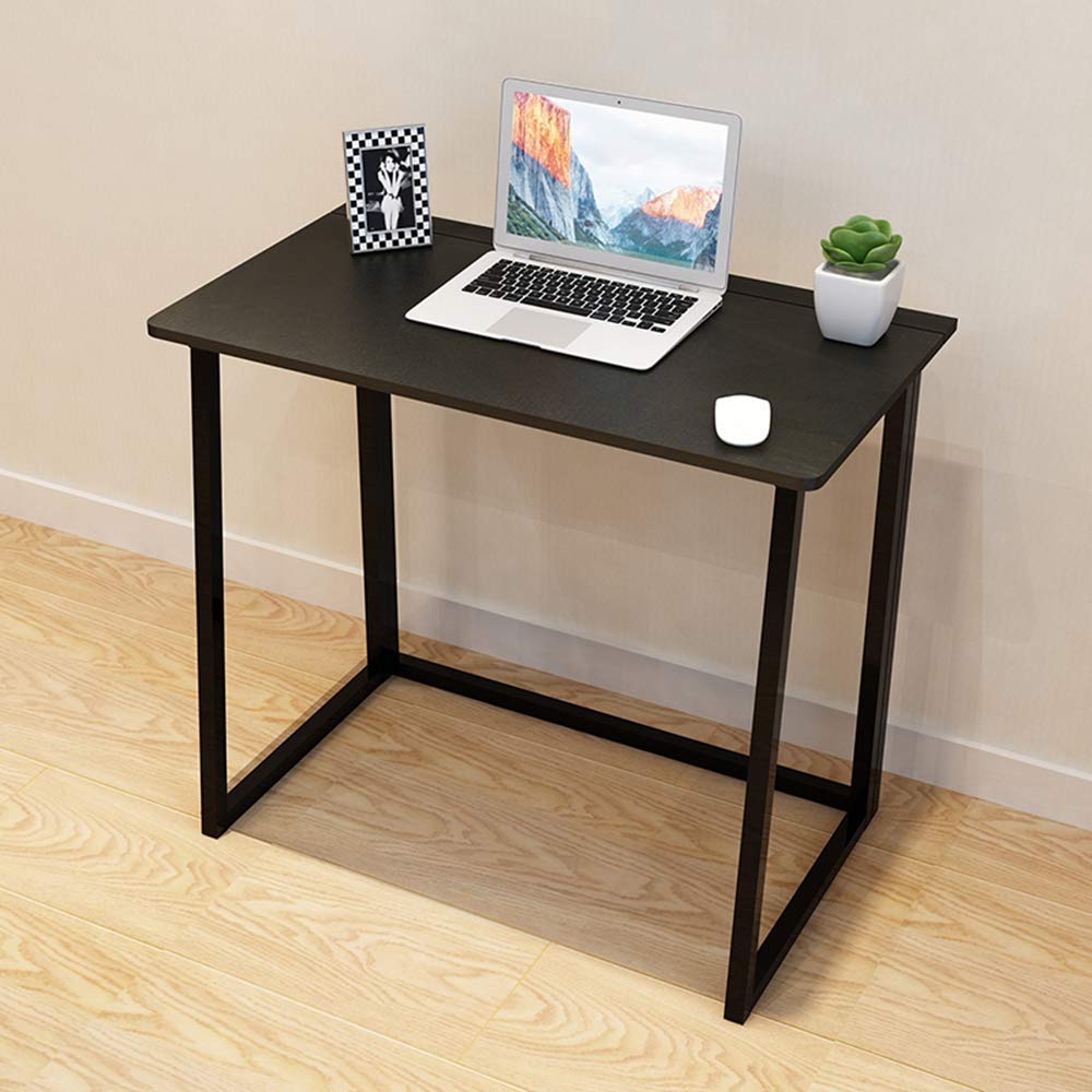 Folding writing desk computer desk, Rugged metal frame home office workstation console, No need to install modern office furniture study desks