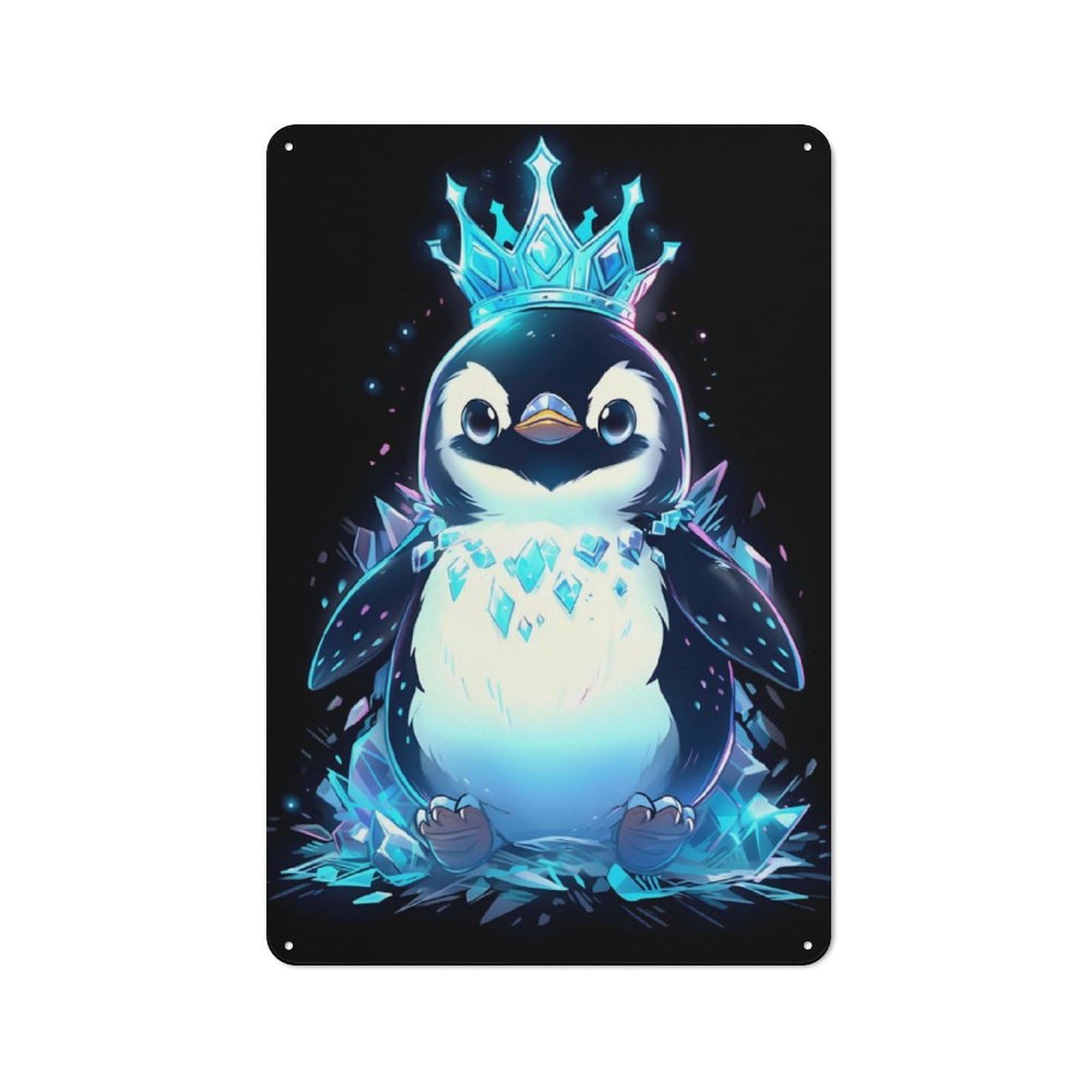 Junmoney Ice Penguin King For Garden Room Or Summerhouse, Vintage Tin Sign 30X20cm, For Display In Garden Rooms And Summerhouses