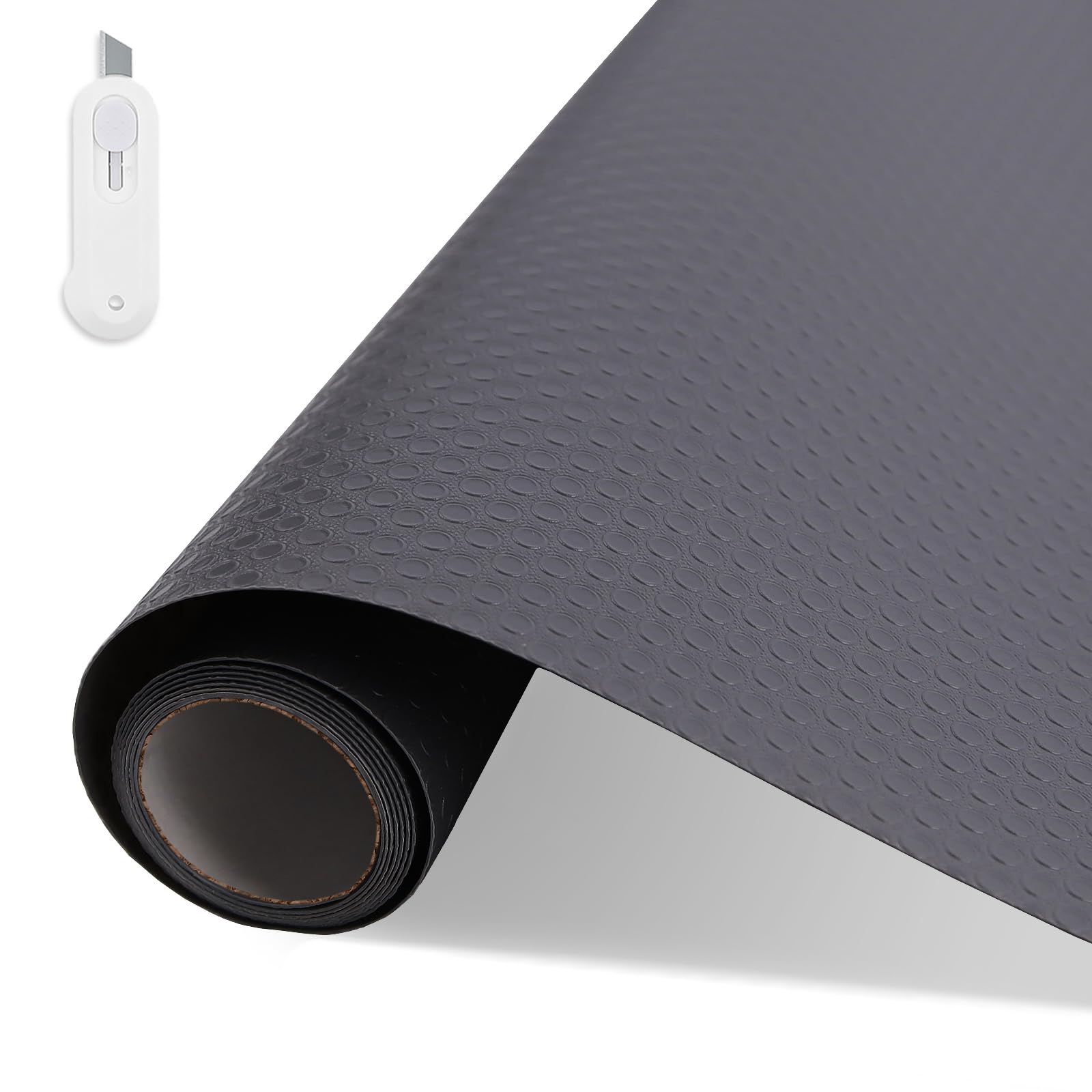 ZUFECY Grey Dot Pattern EVA Cabinet Liner, 11.8" x 39.4" Non-Slip Kitchen Liners, Mat Desk Cabinet for Home Organizers and Storage with Cutting Tool