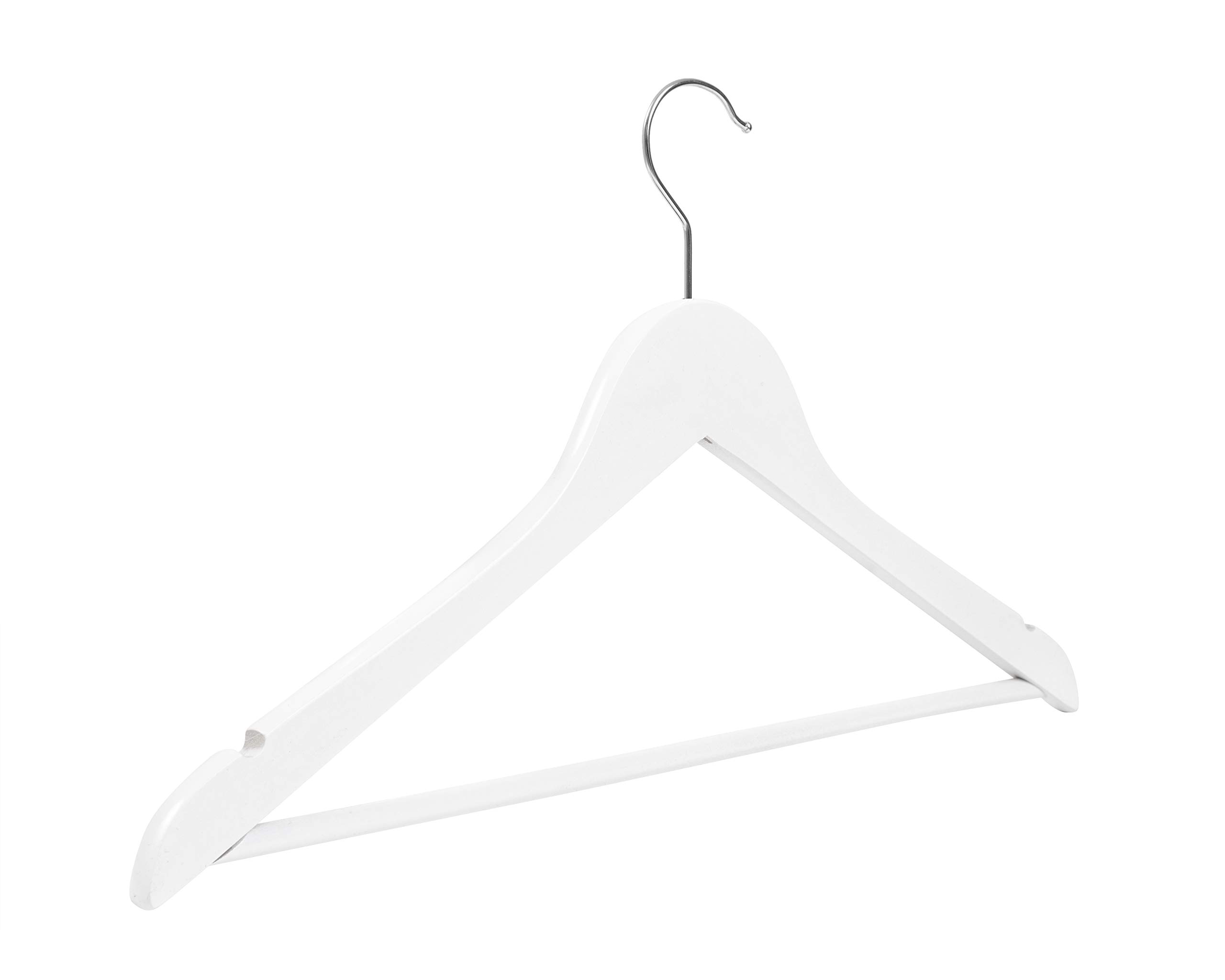 Perchas de madera blancas 100 unidades perchas de madera con barra para pantalones 44,5 cm | gancho giratorio 360° | perchas para chaquetas | perchas para camisas | perchas para pantalones
