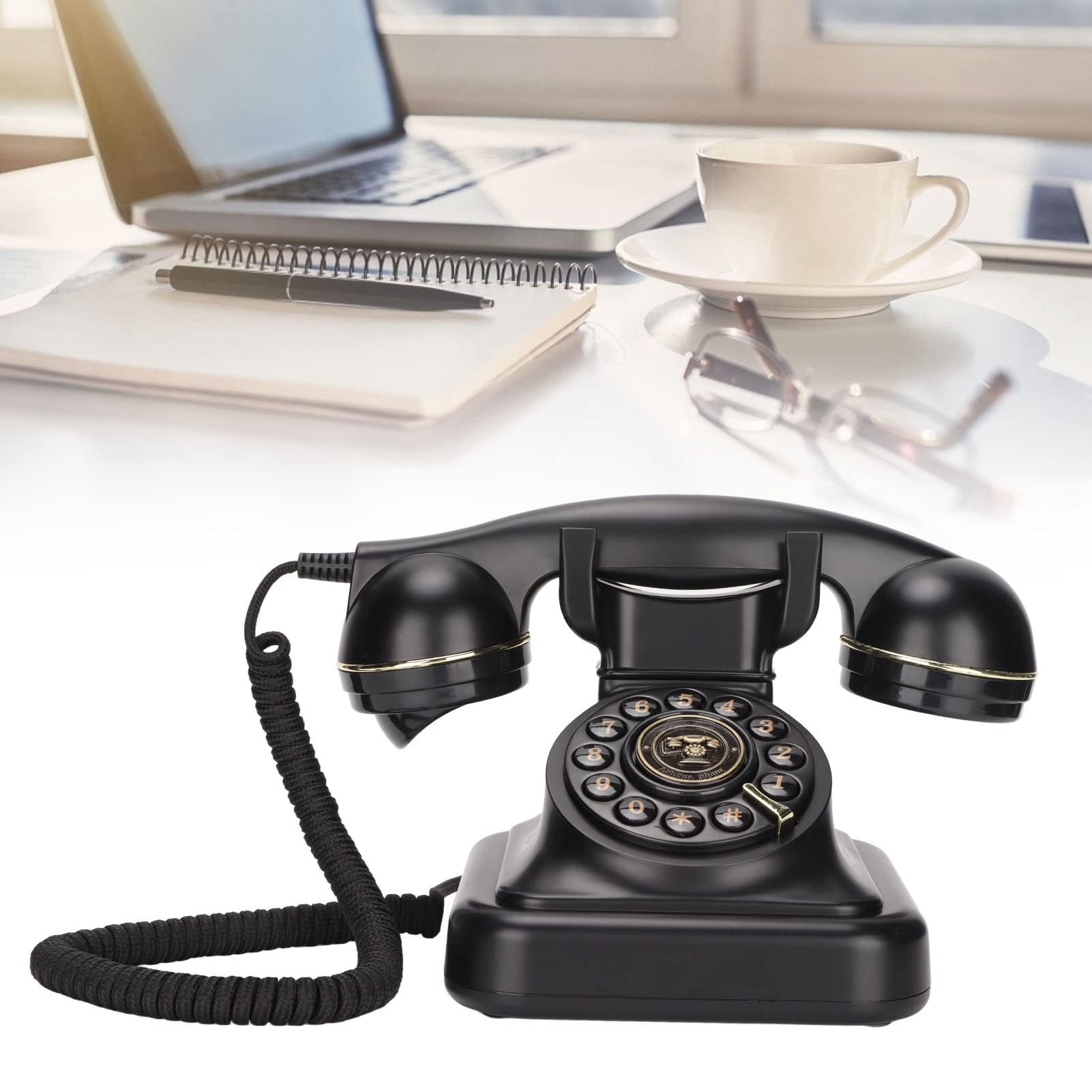 Dpofirs Antikes Telefon, Vintage-Festnetztelefon für Zuhause, Büro, Café, Bar, Altmodisches Festnetz-Retro-Festnetztelefon für Heimdekoration, Ornament