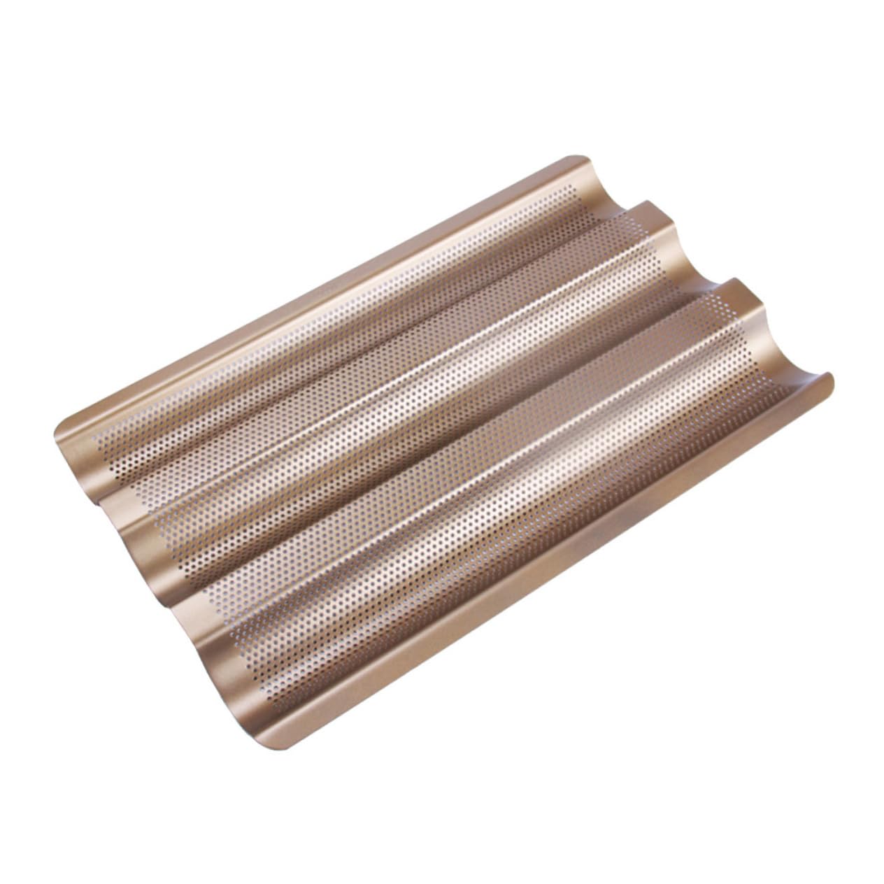 BEBEMOKO 1pc Nonstick French Bread Baking Tray Rack Small Bakeware Perforated Design for Loaves for Home Baking Artisan Bread