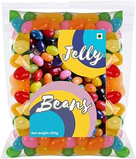 Assorted Natural Fruit Flavours Jelly Beans Candy Pack– Imported, 100% Veg, Gelatine Free 200gm