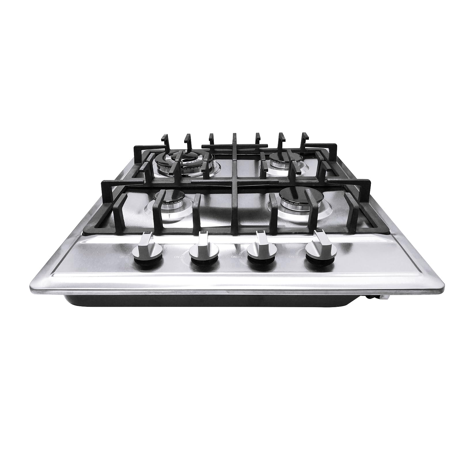 4 Burner Built In Gas Stove Propane Natural Lpg Countertop Cooktop Dual Fuel Sealed Burners Stainless Steel Cooker High-Powered Energy Saving Safe Ignition Multitask Operable For Homes Hotels
