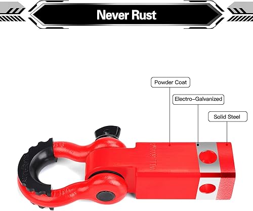 Miniatura 4 de AUTOBOTS - Receptor de grillete de 2 pulgadas, 35,000 libras de resistencia a la rotura, receptor de alta resistencia con tornillo de 58 de pulgada,