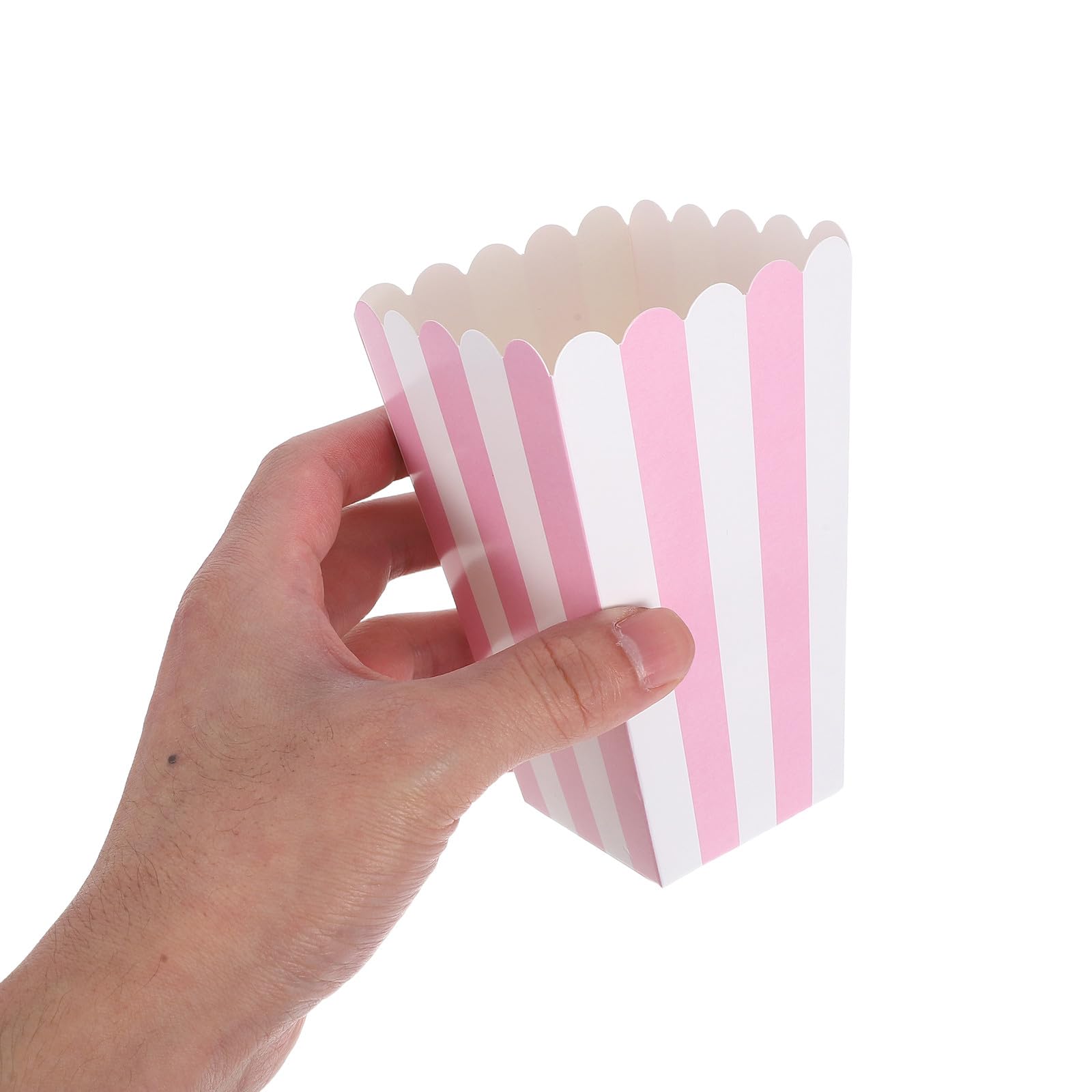 100 Secchielli per Popcorn in Carta a Righe Rosa Contenitori Resistenti All’Olio per Snack Feste di Compleanno Cinema e Carnevale Scatole per Dolci e Bomboniere Pratiche e