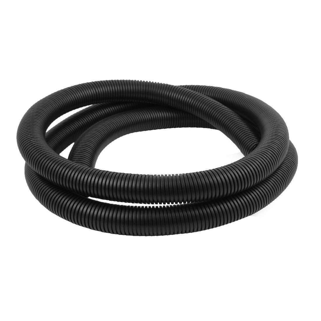 Black 42mm X 35mm Flexible Split Corrugated Tubing – 9.8Ft Wire Cable Conduit Pipe, PVC With Raised Helix, For Machinery, Electrical, And Industrial Use
