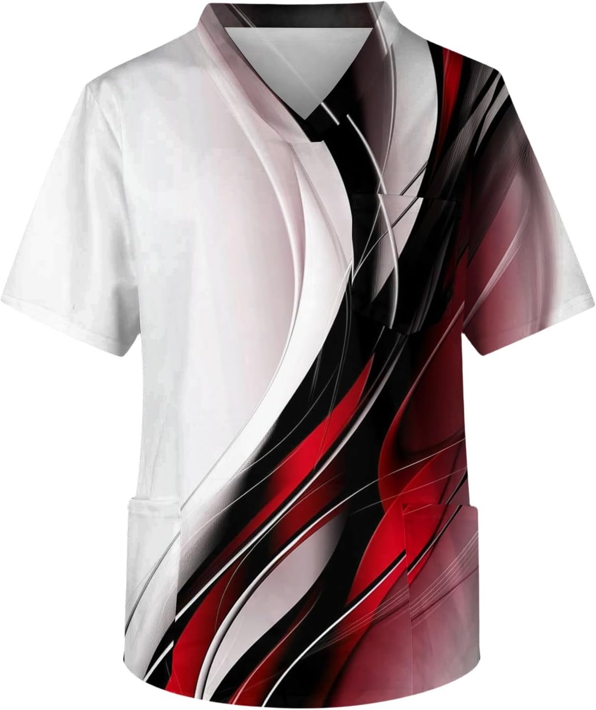 Men's Printed Scrubs Shirts Athletic-Fit Short Sleeve Stretch & Moisture Wicking V Neck Scrub Top