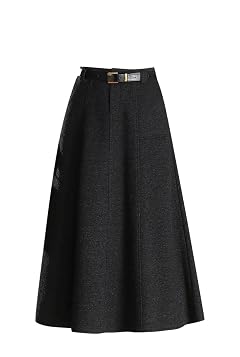 Womens Winter Thickened Woolen High Waist Large Swing Slimming A- Line Midi Skirt