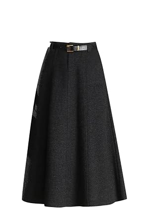 Womens Winter Thickened Woolen High Waist Large Swing Slimming A- Line Midi Skirt
