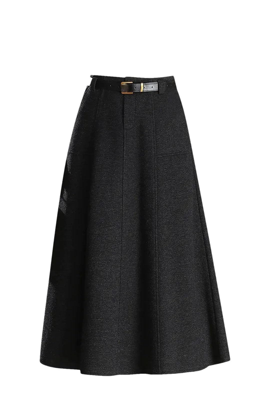 Womens Winter Thickened Woolen High Waist Large Swing Slimming A- Line Midi Skirt