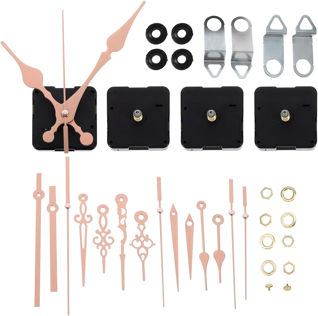 STOBOK High Torque Clock Movement Set with 4 Wall Clock Mechanisms and 16 Quiet Hands Replacement Parts for DIY Wall Repair and Precise Timekeeping