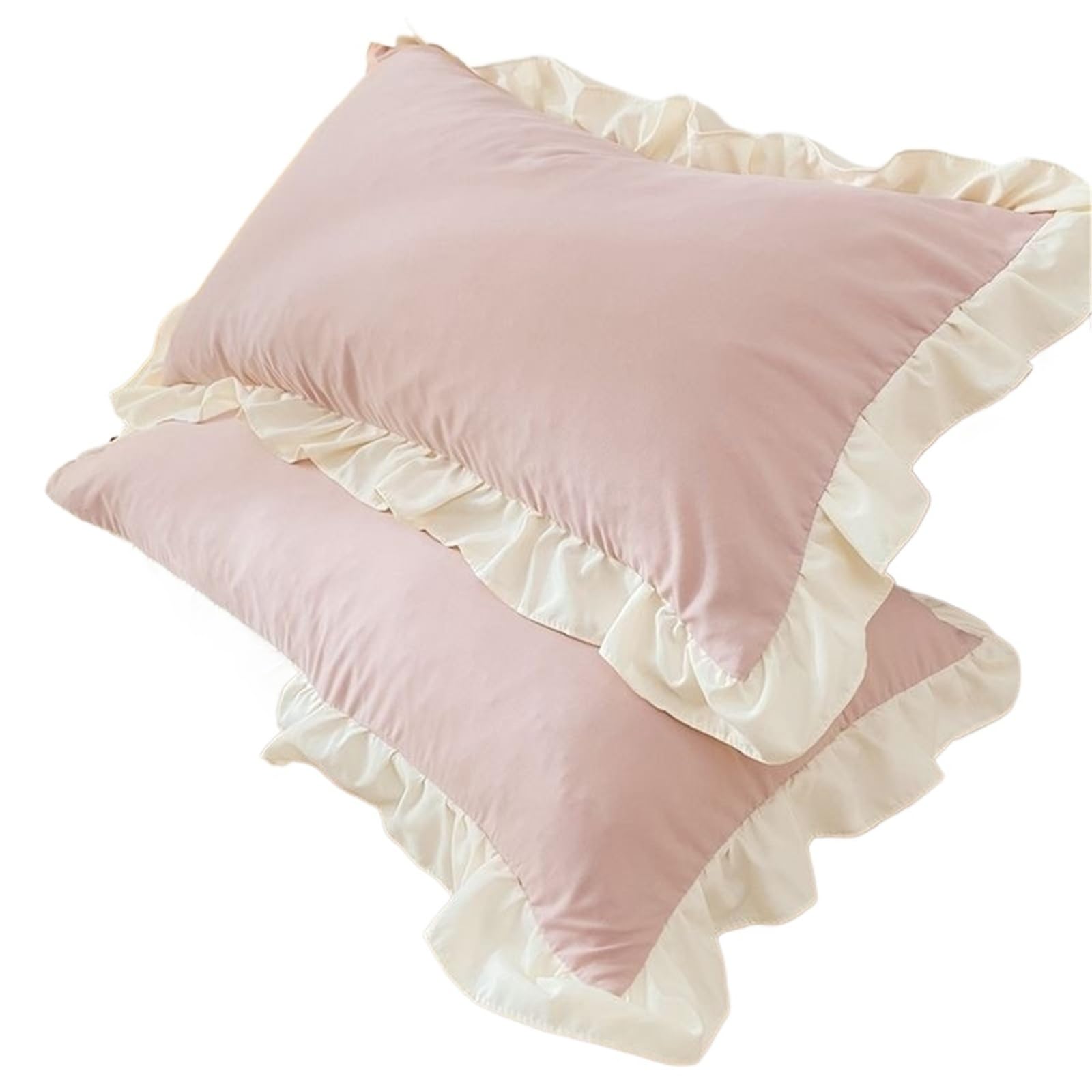 Pillow Cases Princess Pillowcases With Ruffles Multiple Sizes Pillow Cover Comfortable Case For Adults(Pink,2Pcs 30x50cm)