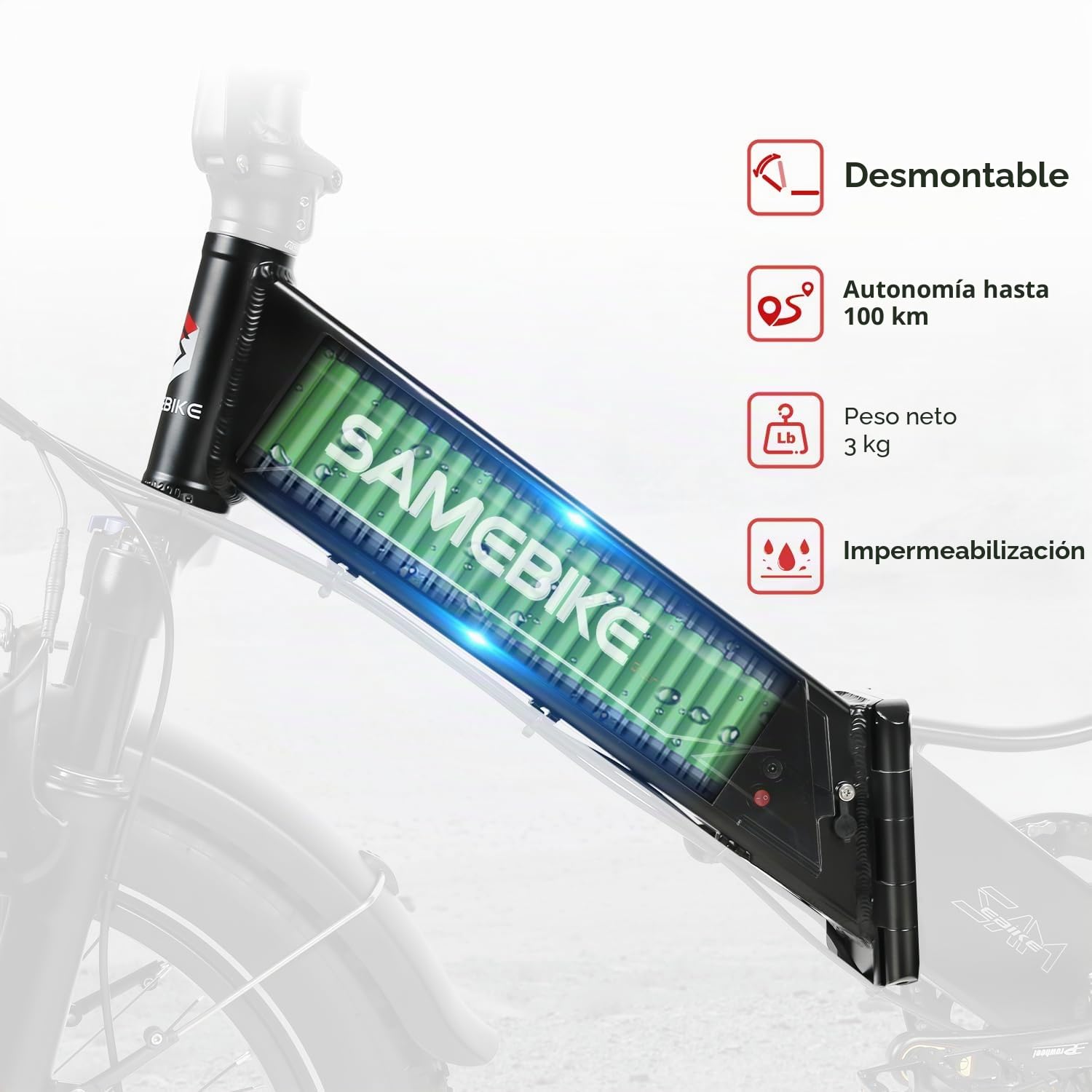SAMEBIKE M200 Bicicleta Eléctrica de 20"*4.0 con Neumáticos Gordos, Bicicleta Eléctrica Plegable de 48V/13Ah, Bicicleta de Montaña Todo Terreno, Alcance Máximo 60-120 km