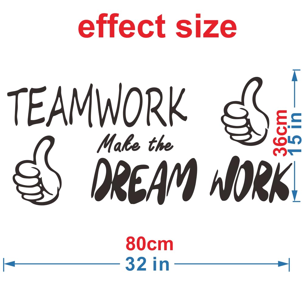 Motivational Wall Decal – “Teamwork Makes The Dream Work” Vinyl Quote Sticker for Office, Classroom, or Gym Decor – Inspirational Teamwork Wall Art – Size: 32