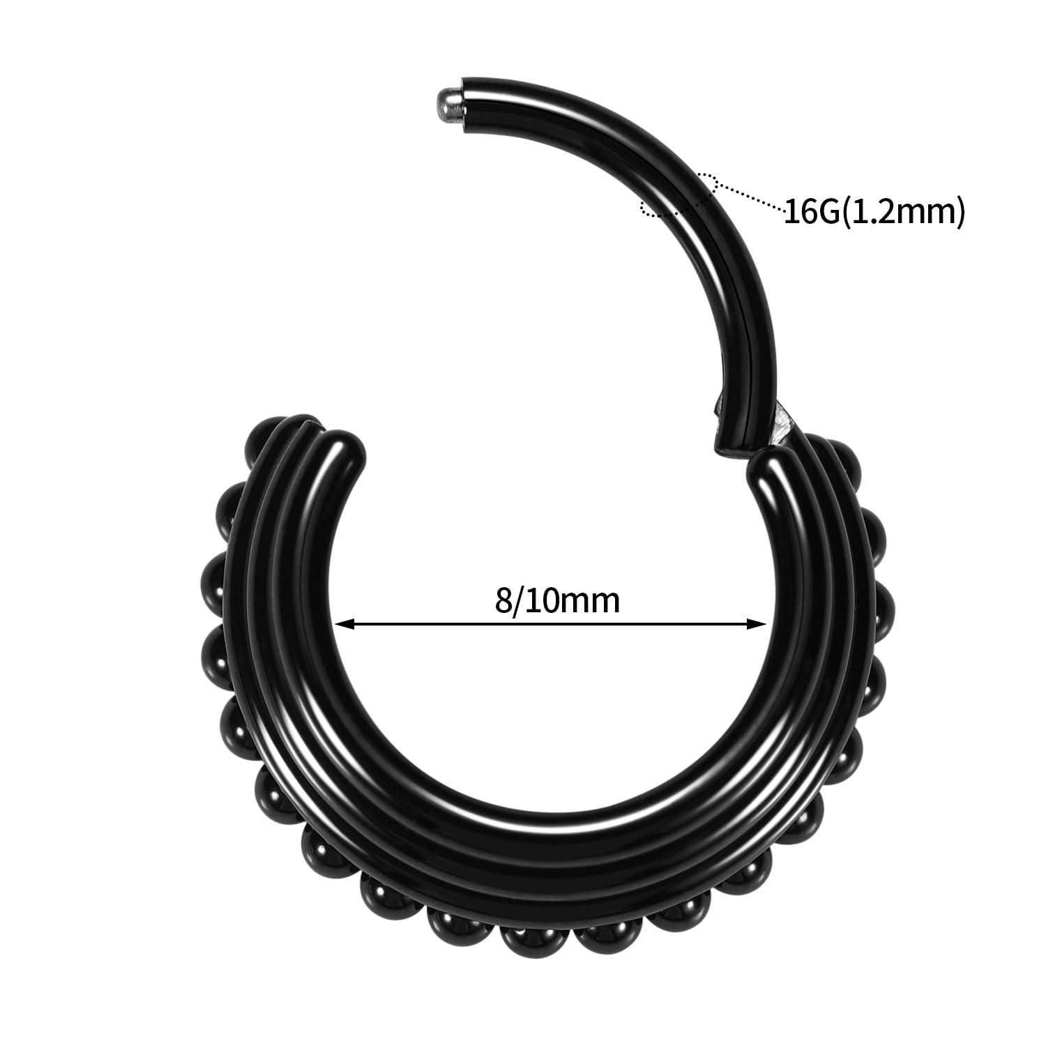 hengkaixuan 16G Septum Nose Rings Hoop Daith Earrings Surgical Steel Septum Clicker Ring Hirned Segment Seamless Clicker Ring Conch Hoop Ring Unisex Earrings Hoop Daith Piercing Jewellery — view 3