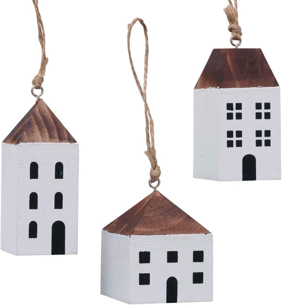 3er Set Holzhäuser Braun Shabby Chic – Deko Für Tisch, Regal & Sideboard