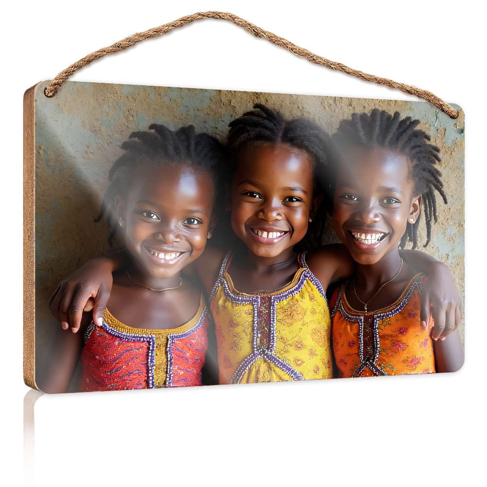 Bathroom Hanging Decor Three Girls In Colorful Dresses Smiling. Boys Bedroom Decorations Front Porch Decor Ideas(20X30CM)