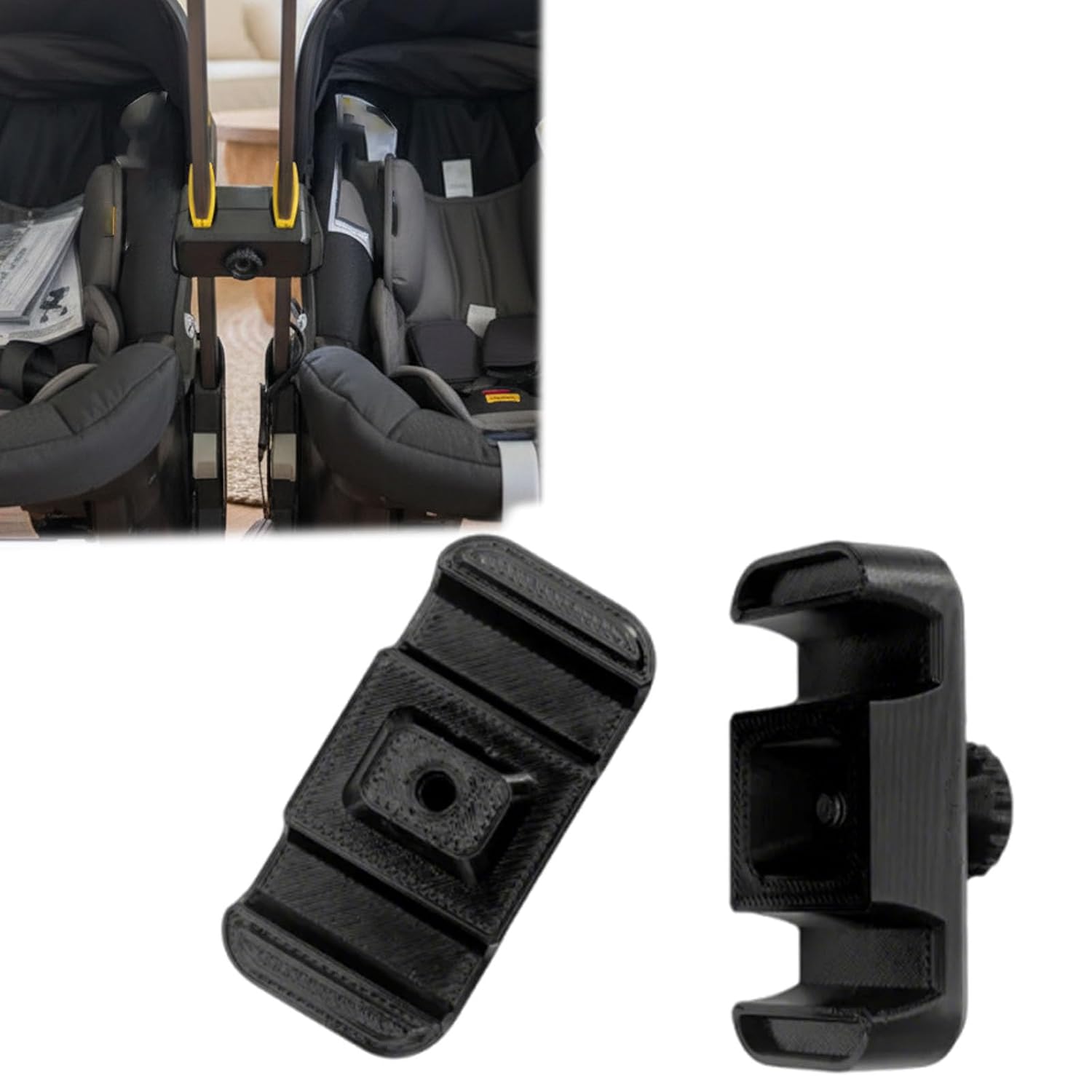 Double Stroller Connector Clip Compatible with Doona| 3D Printed Side-by-Side Adapter| Travel Pushchair Link Accessory (Black)