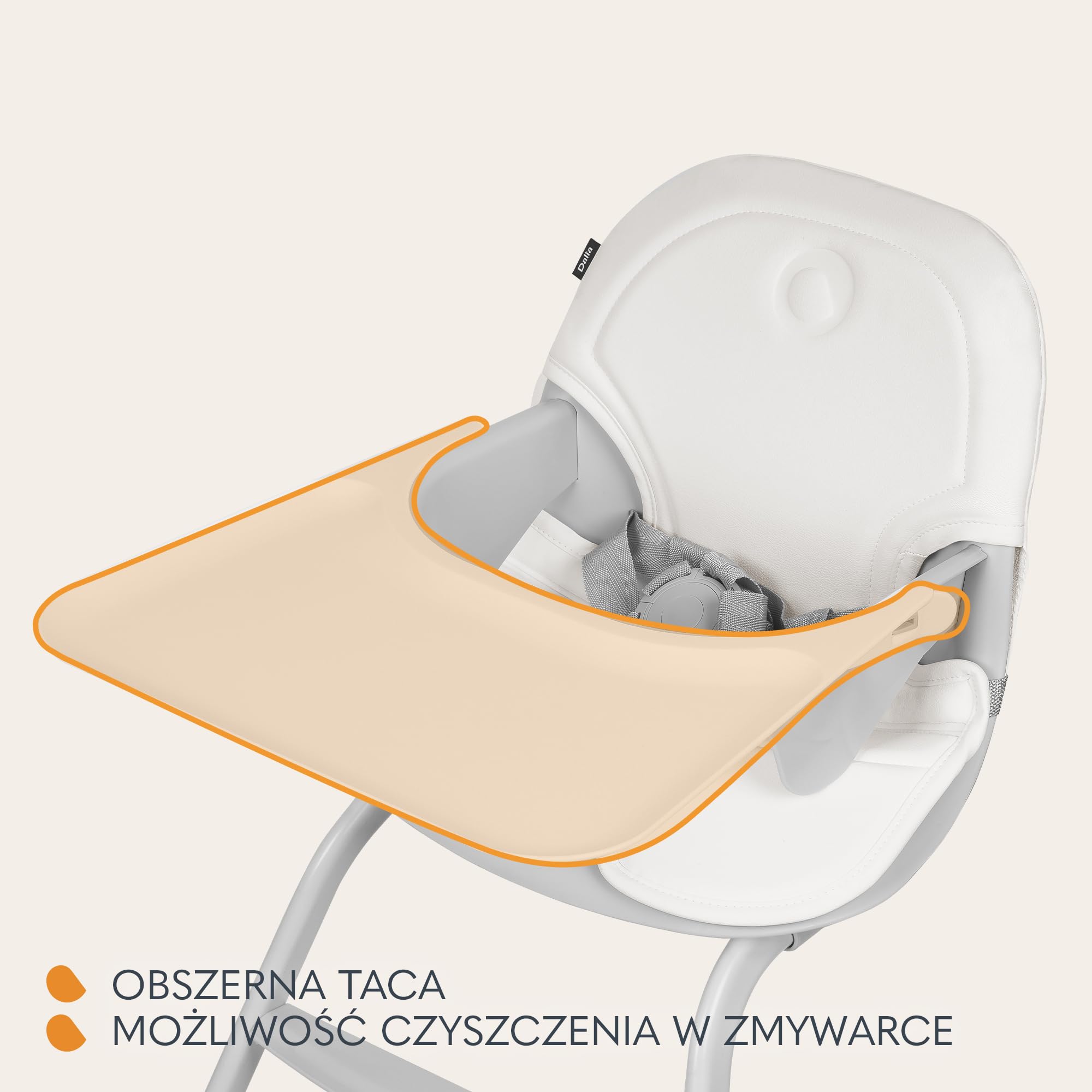 LIONELO DALIA 2 w 1 Krzesełko Dziecięce do Karmienia 6-36 miesięcy 15 kg, Krzesełko dla Starszych Dzieci do 60 kg, 5-Punktowe Pasy, 2 Podnóżki, Taca, Rośnie wraz Dzieckiem (Jansy szary)