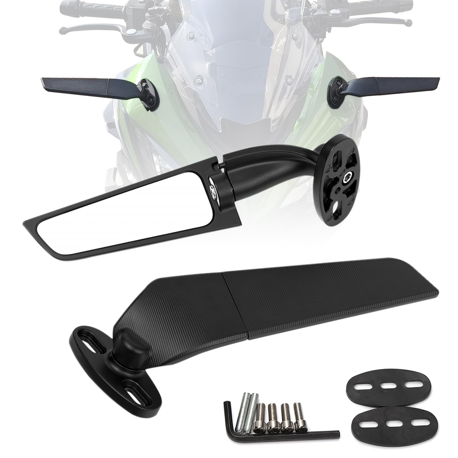 Amazon | RACEAST 汎用 バイク ミラー ウイング翼型スリムカウルミラー