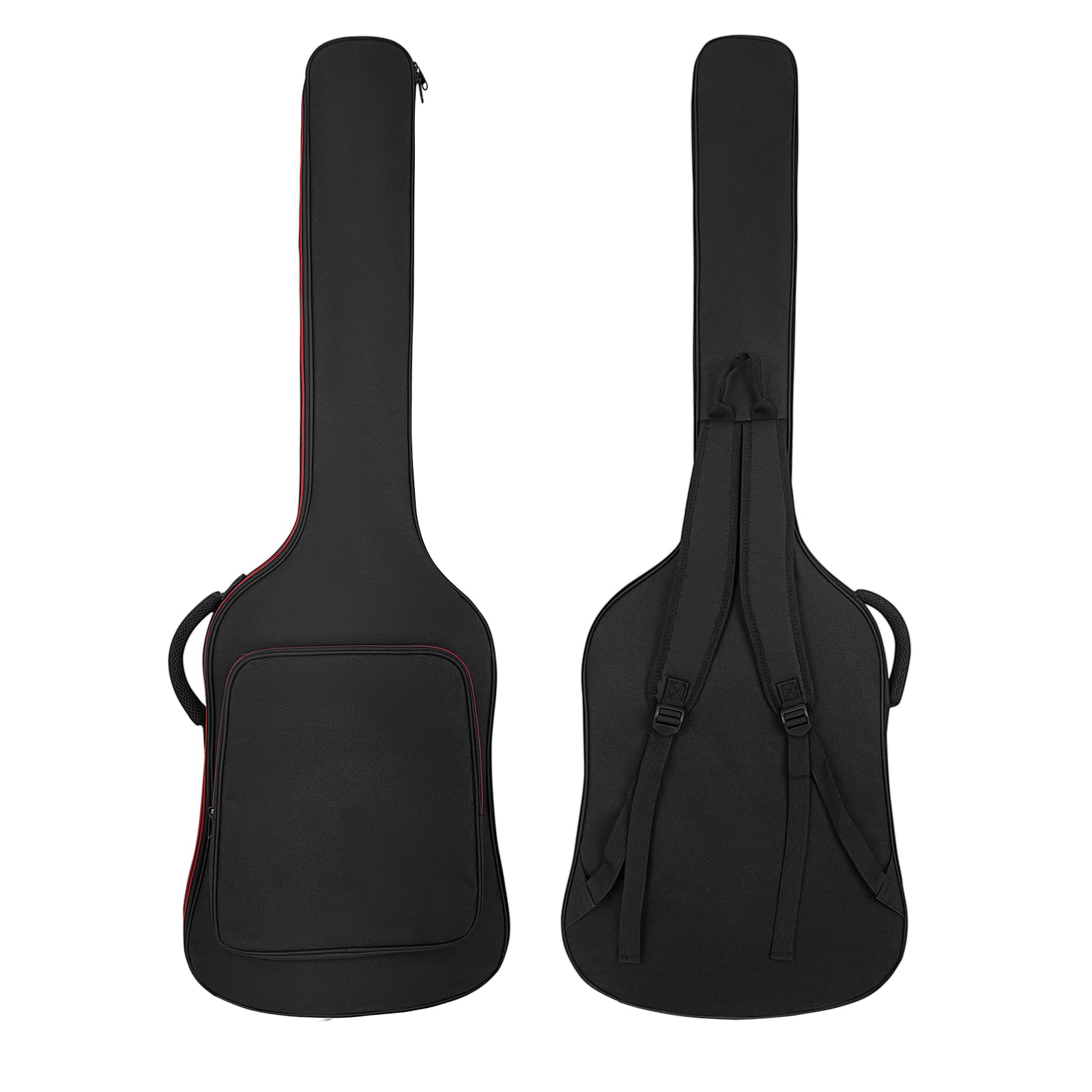 Housse pour guitare basse 0,38 pouces/10 mm Rembourrage étanche pour basse électrique Sac à dos avec sangle de protection de la nuque et poche Bandoulière réglable Noir