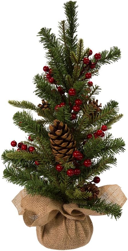 Kurt S. Adler Red Berries & Pinecones 24" Miniature Christmas Tree in Burlap Base