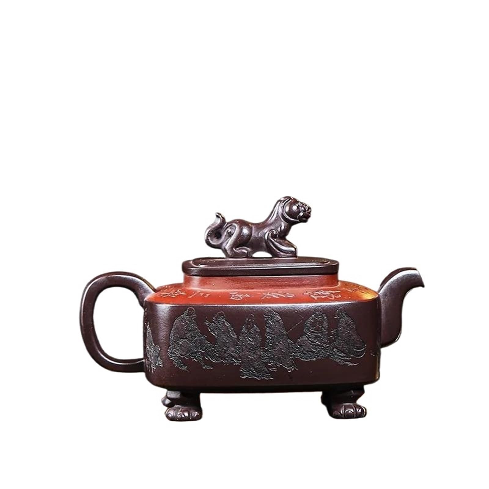 Czajniki Kung Fu zestaw do herbaty, duża pojemność, ręcznie robiony, fioletowy gliniany garnek ze stu oczami, błoto z bakłażana, cztery kwadratowe porcelanowy zestaw do herbaty Han Ding przenośny