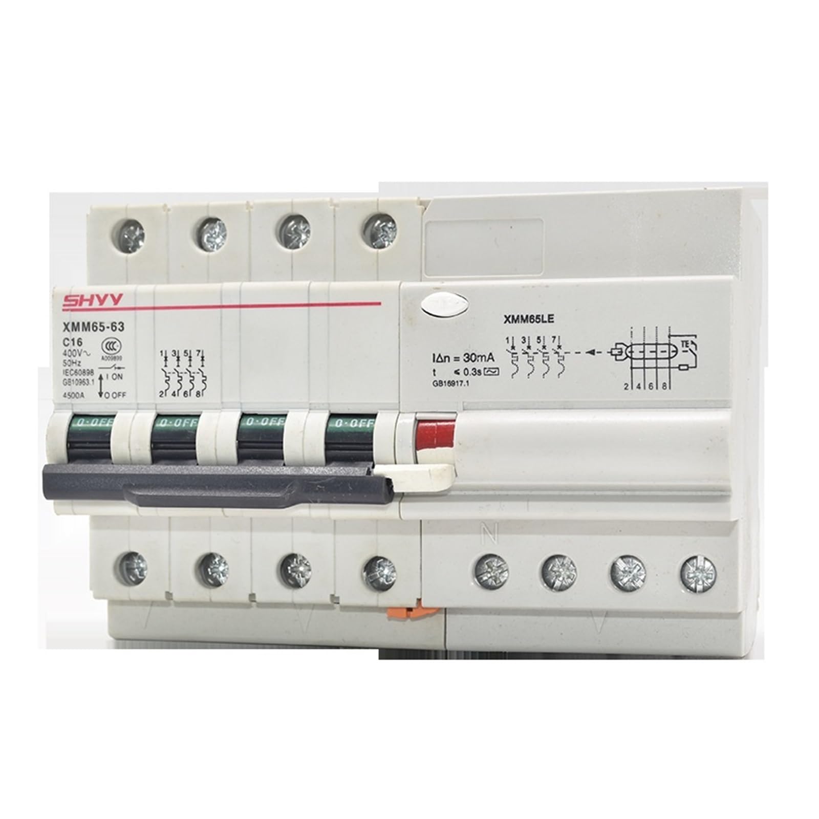 380V trifase corrente-limitante perdita Protector Industrial C65LE perdita Protector RCD