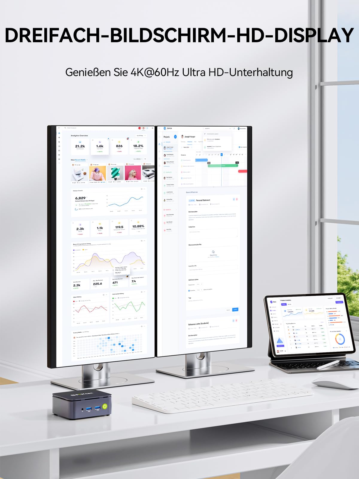 GMKtec Mini PC Ryzen 5 3500U (Beats 4300U/N150/N95), 16 GB RAM 256GB M.2 SSD, Mini Desktop Computer mit 2.5G LAN, Triple 4K Display (HDMI/DP/Type C), Micro PC für Büro, Gaming und Zuhause