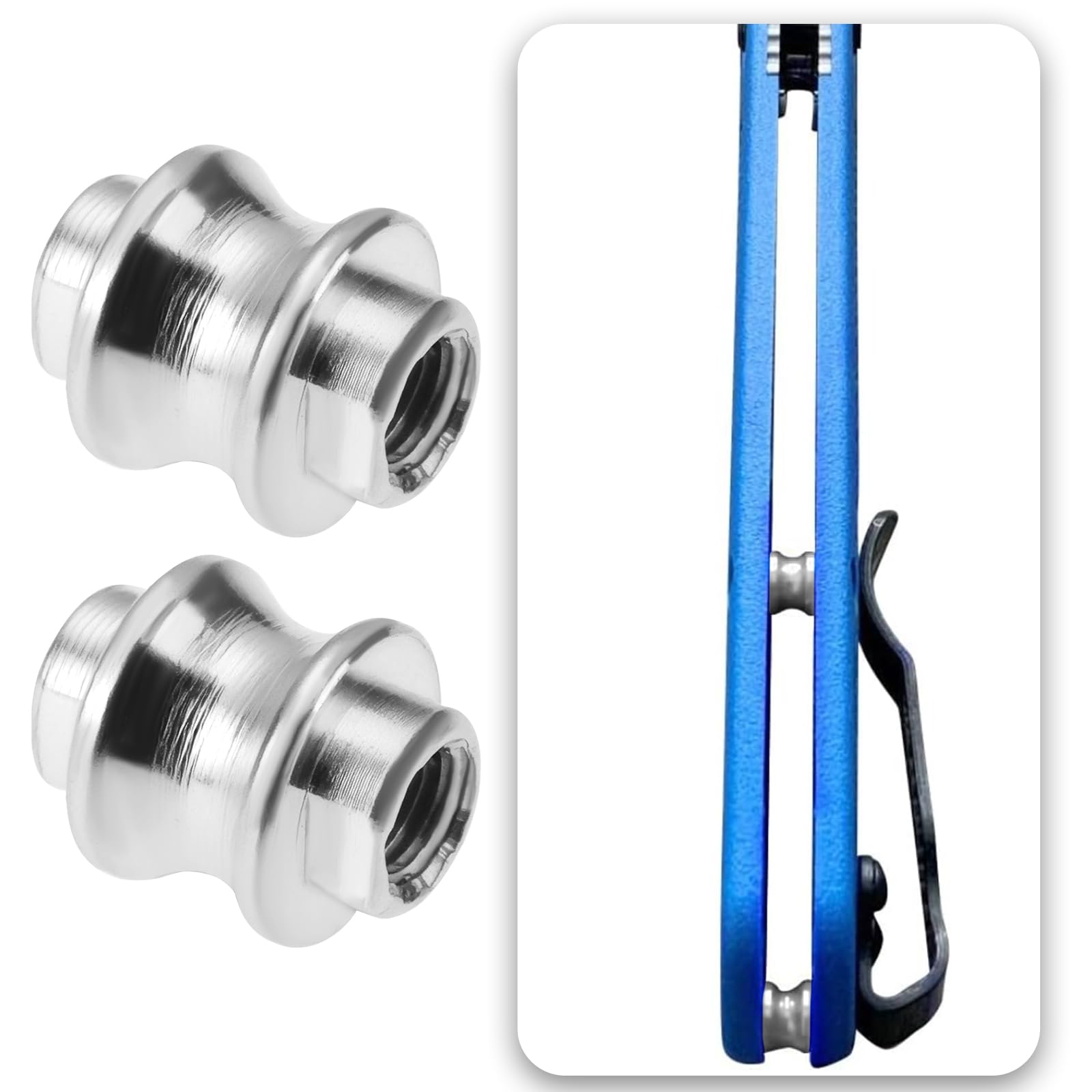 eMagTech 2Pcs Barrel Spacer Stand Off Support Shaft Screw Compatible with Benchmade Bugout 535 Compatible with Mini Bugout 533, Silver - Image 2