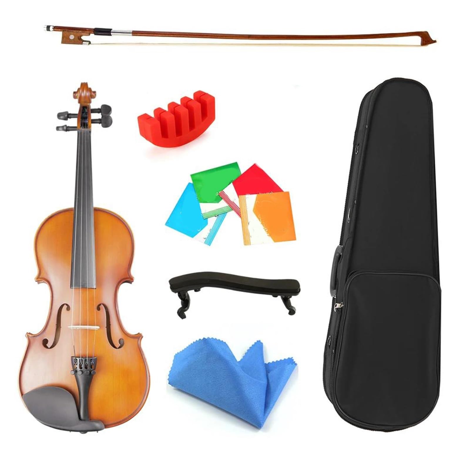 Violine Set Art Stripes Maple Akustische Violine Violino 4/4 3/4 1/2 1/4 1/8 Geige Saiteninstrument mit komplettem Zubehör für Anfänger (Color : 4/4)