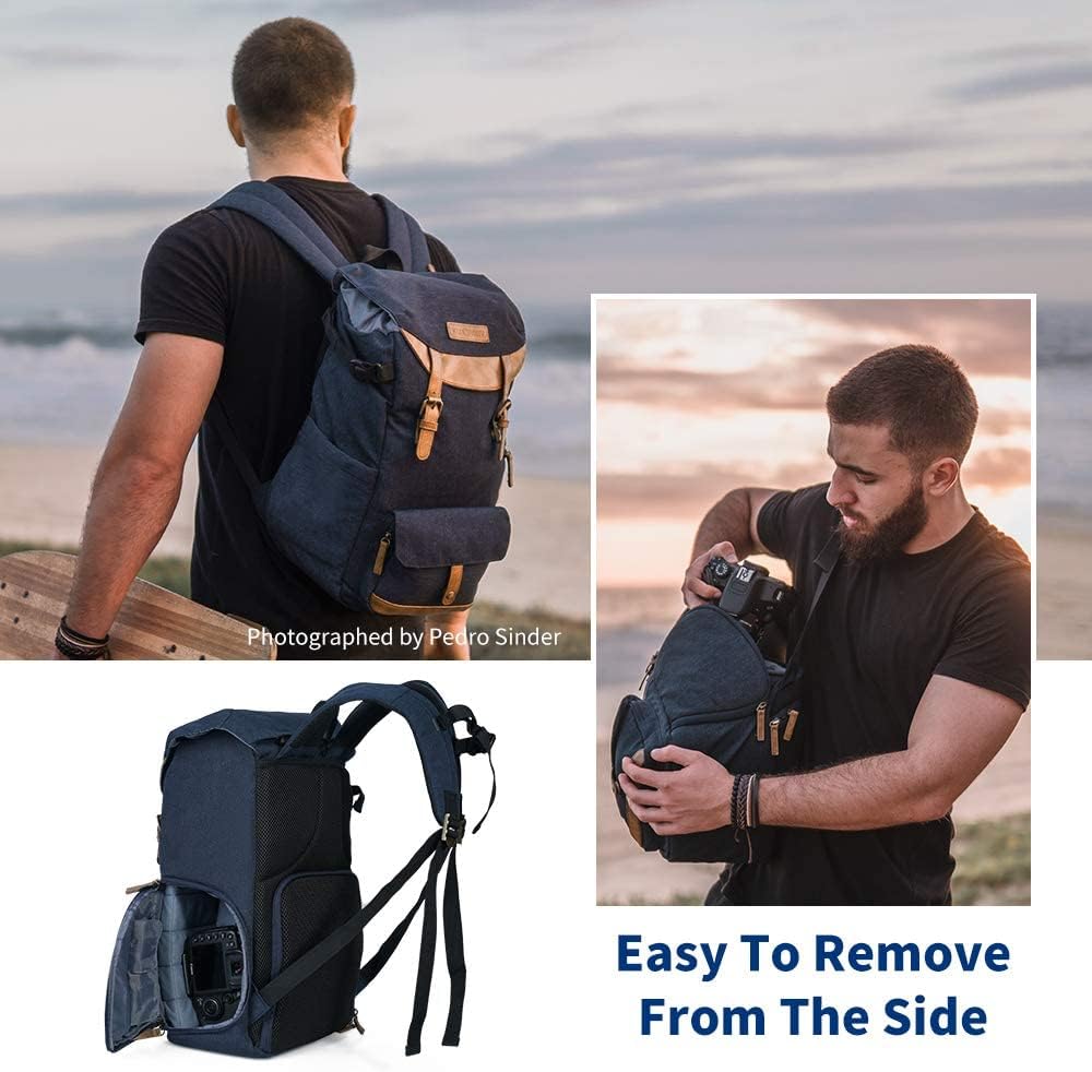 K&F CONCEPT Camera Backpacks for Photographers Travel Bag for Tripod Camera Lence Accessory with laptop compartment and Rain Cover Waterproof Multi-Functional Camera Bags for Dslr Cameras Black - Image 3