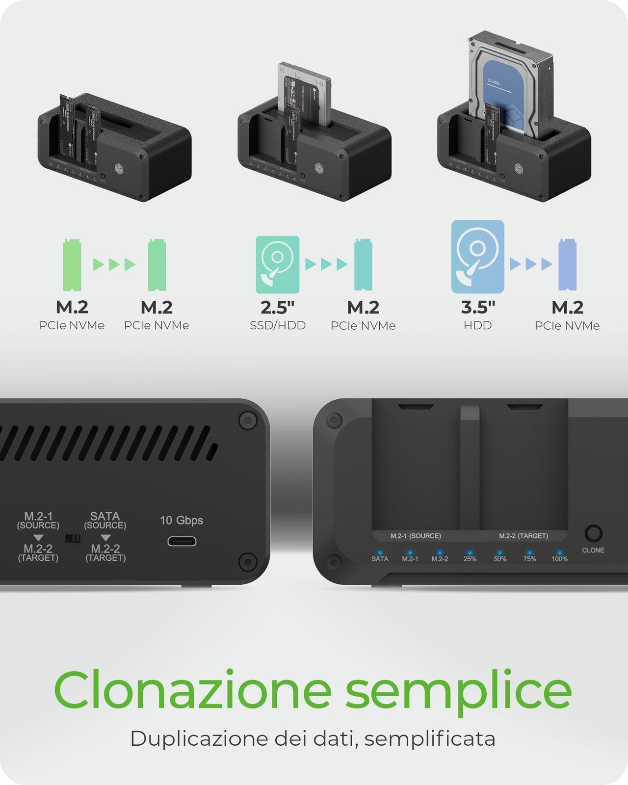 "RaidSonic Icy Box IB-2924MSCL-C31 Klon- & DockingStation f?r 2,5""/3,5"" SATA & M.2 NVMe SSD"