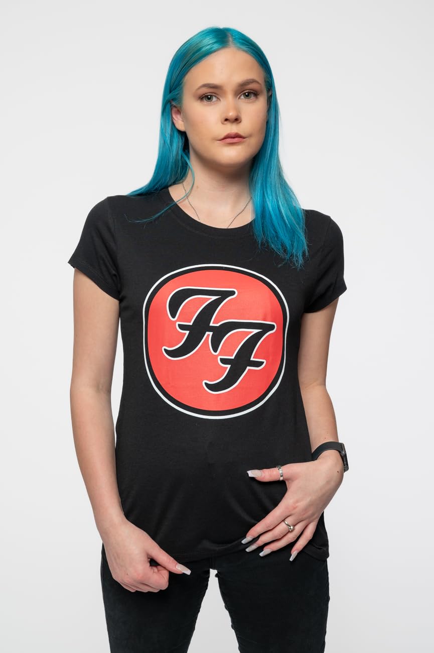 Foo Fighters Damen Ff Band Logo Official Womens Skinny Fit Black T-Shirt
