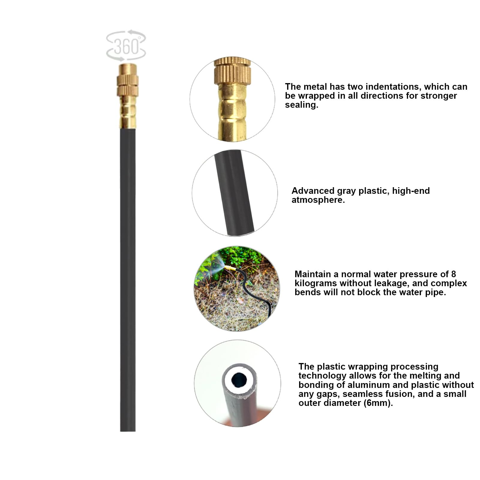 Nuevo kit de riego por goteo, sistema automático de riego de jardín, conector rápido y boquilla de cobre atomizadora de 360 grados, sistema de riego para plantas de jardín, césped, patio (15 boquillas