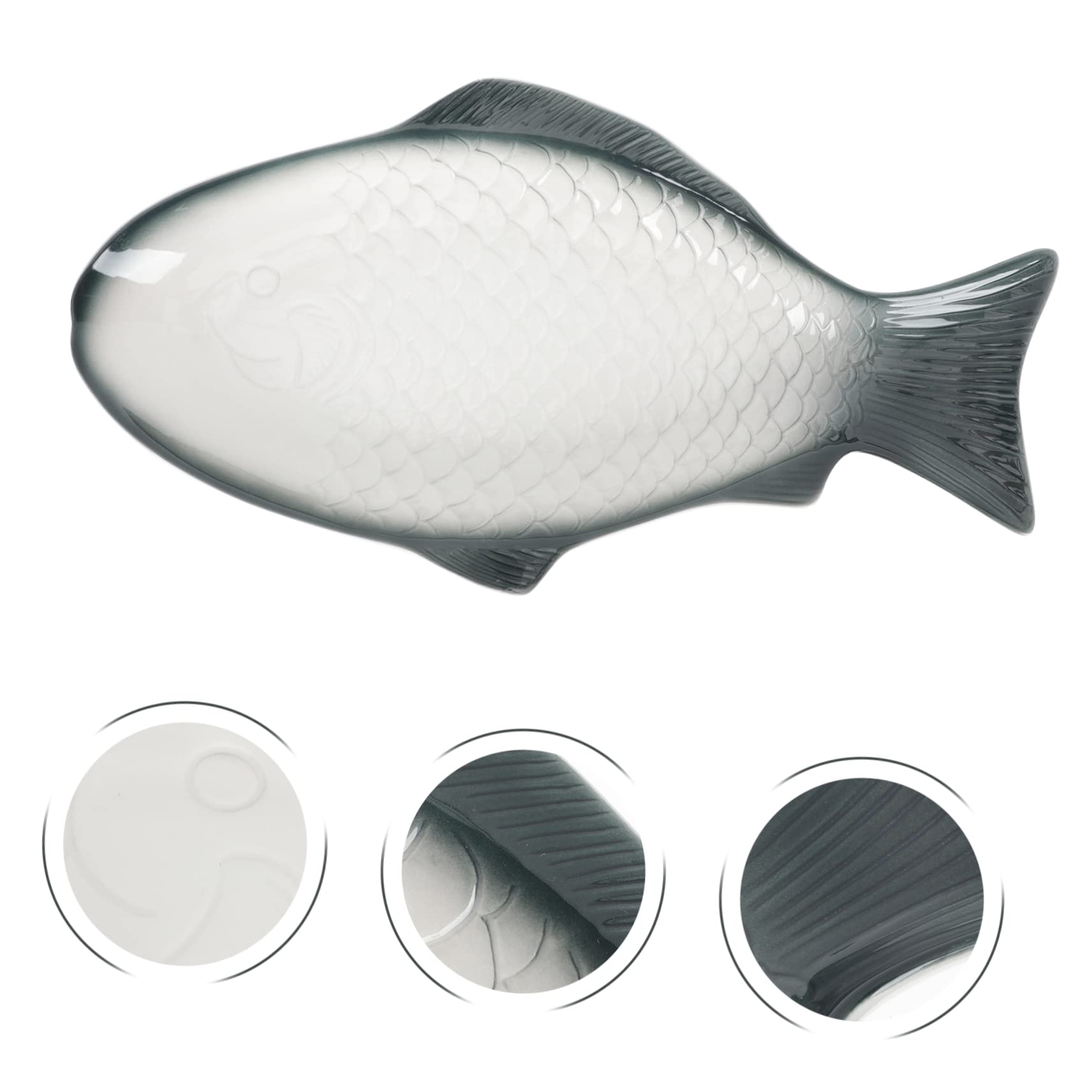 Hemobllo Piatto per Pesce al Vapore in Ceramica Forma di Pesce Piatto Decorativo per Alimenti per Servire e Frutti di Mare