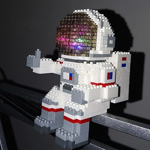 Miniatura 9 de Uvini Astronauta Mini bloques de construcción modelo con luz LED, juguete de construcción STEM micro bloques regalos para niños o adultos, juguetes