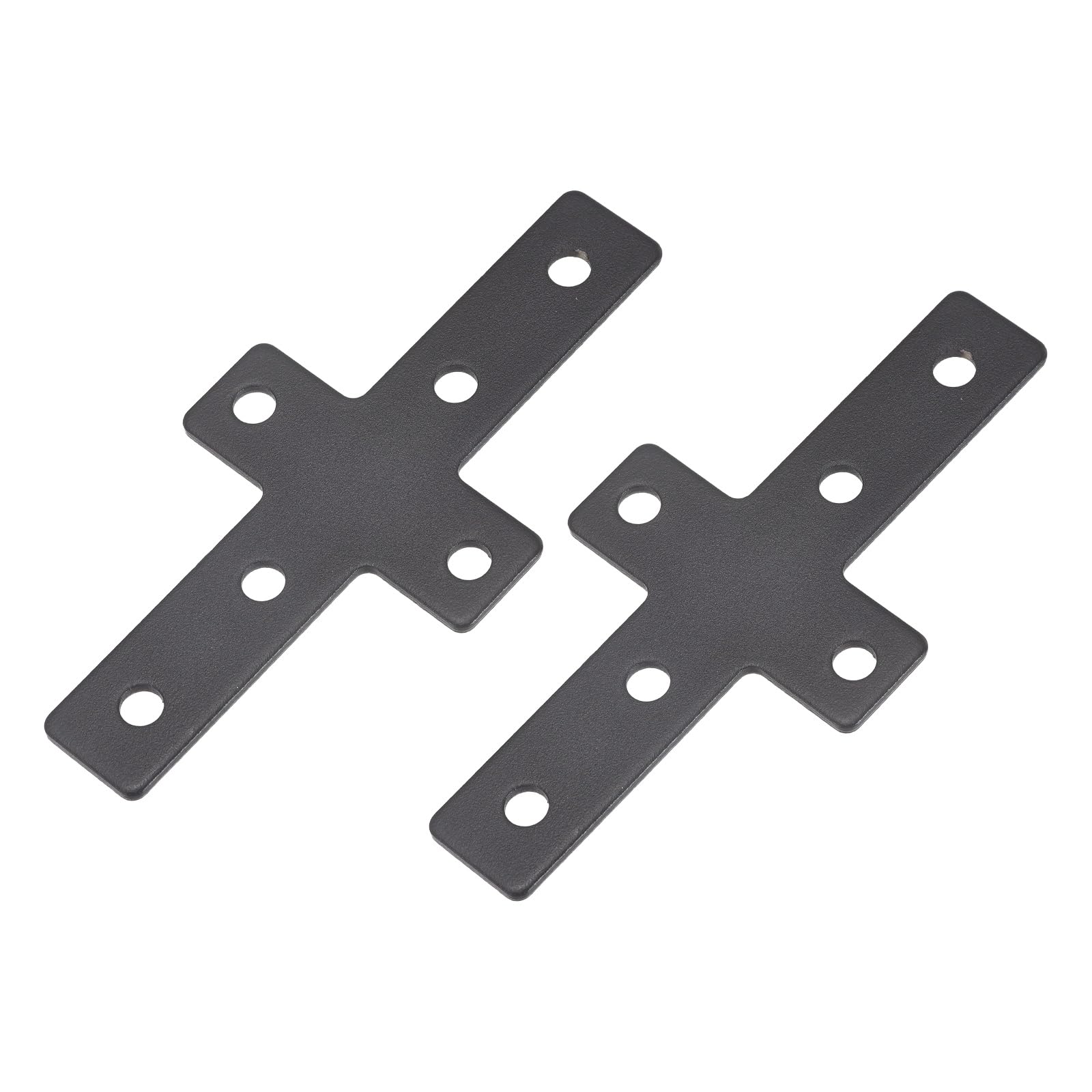 sourcing map 2Pcs 2020 Cross Shape Corner Bracket Joint Plate, Carbon Steel Bracket Aluminum Extrusion Outside Plate Fasteners for Repair Furniture Storage Rack, Black