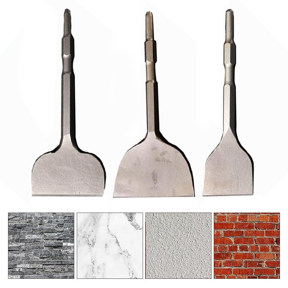 Cincel plano para martillo eléctrico con vástago hexagonal, 17 × 280 × 100 mm, acero