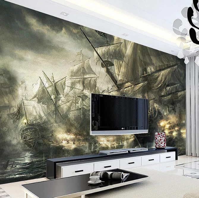 Papier peint mural 3D grand format 350x256 cm tapisserie bateau pirate nostalgique KTV