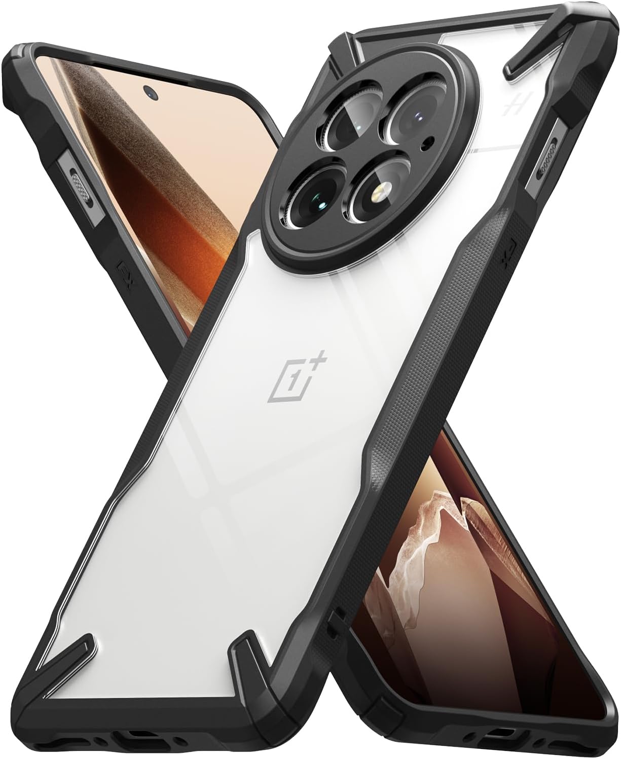 Fusion-X [Precise Cutouts for Camera Lenses] Compatible with OnePlus 13 Case, Augmented Bumper Clear Hard Back Heavy Duty Shockproof Protective Cover - Black