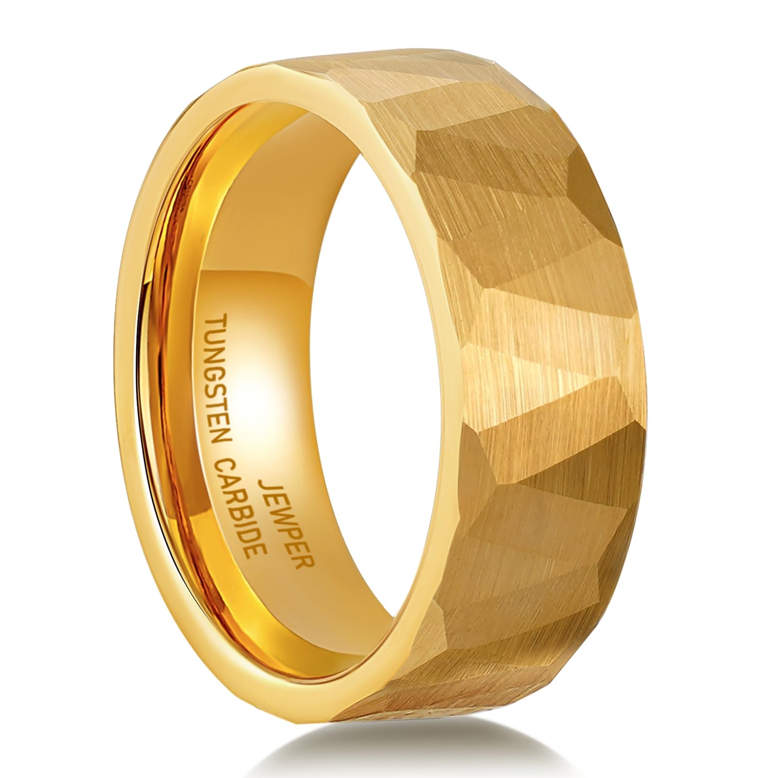 2/4/6/8mm Black/silver/gold Tungsten Rings for Men Womens Couple Fashion Jewelry Promise Engagement Wedding Band Hammered Inner ring inlaid with olive wood Carbide Polished Edge Comfort Fit-image-17